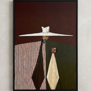 Lámina artística de retrato de mujer modernista, decoración de pared abstracta surrealista giclée (Arte de galería)