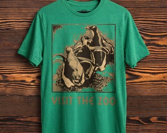 Visit the Zoo Penguins WPA T-Shirt (Louise Welsh, Woodcut, ca. 1936)
