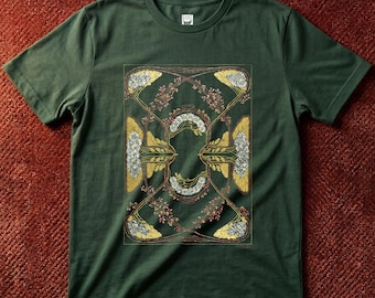 Art Nouveau Botanical Motif T-Shirt (Anton Seder, Lithograph, 1903)