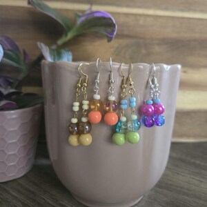 Glass Bead Dangle Earrings (#4) - Dangle Earrings/Drop Earrings/Beaded Earrings/Minimalist Earrings/Simple Earrings/Boho Earrings