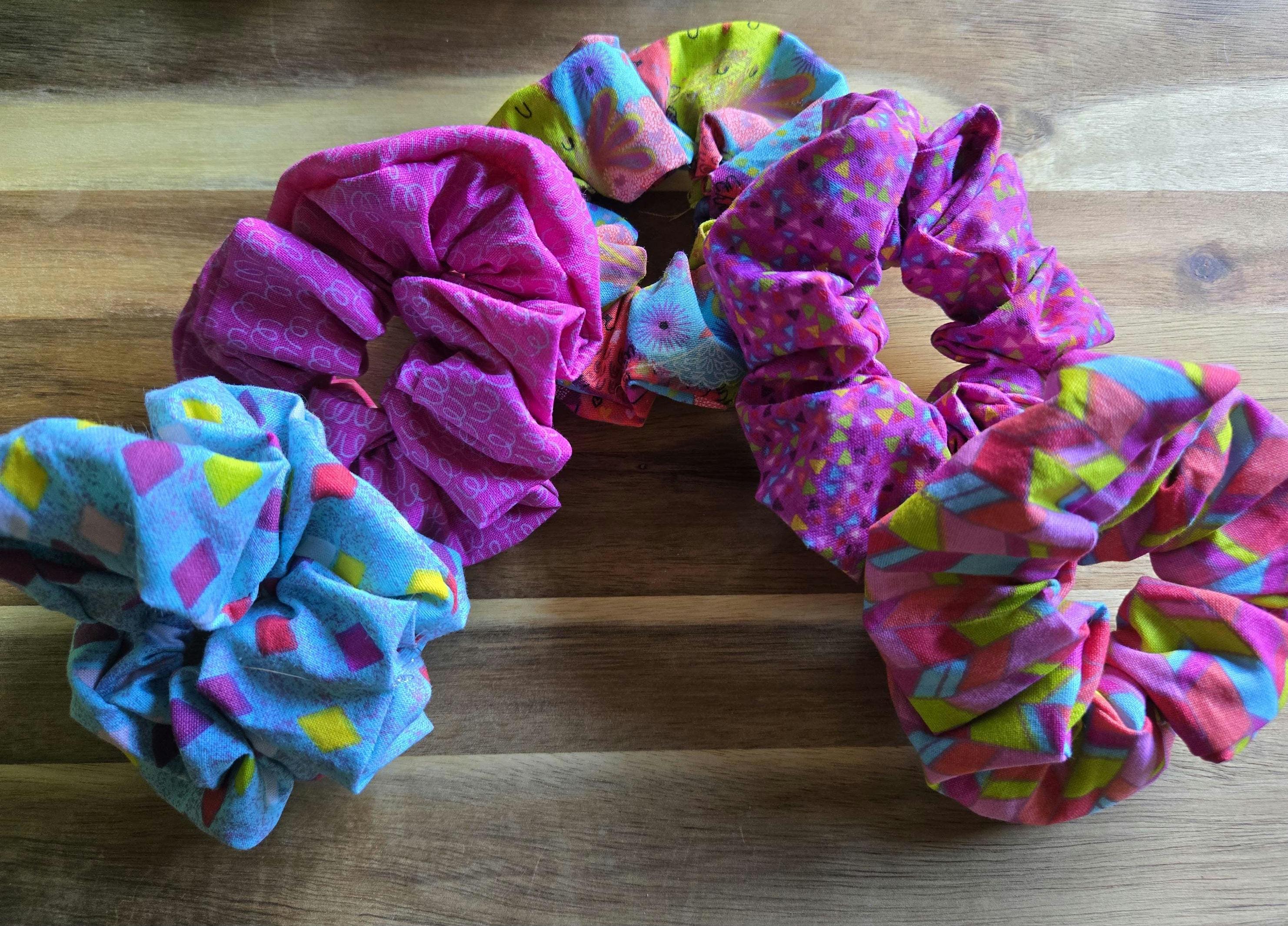 Women’s Cotton-Blend Scrunchie Set - Pink, Olive, Rust, Coral, Sky Blue Blush & Bloom Scrunchie Collection – Kharyzma4u main image 3