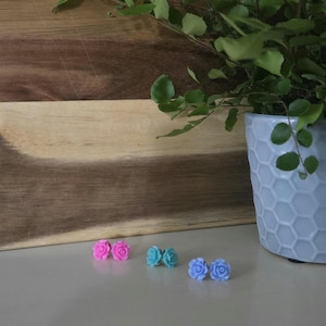 Rose Stud Earrings- Stud Earrings/Rose Cabochon/Rose Earrings/Simple Studs