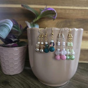 Glass Bead Dangle Earrings (#3) - Dangle Earrings/Drop Earrings/Beaded Earrings/Minimalist Earrings/Simple Earrings/Boho Earrings