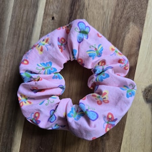 Pink Butterfly Scrunchie - Messy Bun/Top Knot/Cotton Scrunchies