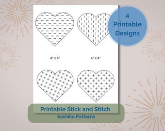 Sashiko-borduurpatroon, afdrukbare digitale download-pdf, afdrukbare stick & stitch, zichtbaar herstellend borduurwerk kledingreparatie