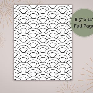 Sashiko Waves Embroidery Pattern, Full page Printable Download PDF, Printable Stick & Stitch, Visible Mending Clothing Repair Embroidery