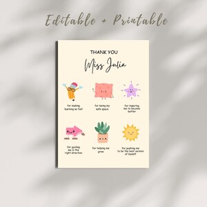 Cartão de agradecimento personalizado para professores | Cartão de agradecimento para creches e escolas | Obrigado por me ajudar | Download instantâneo | Presente para professores