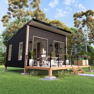 FLOORPLAN and ELEVATION (4x6 Meters) Small Cabin | Tiny House Design | 1 Bedroom | House Design Ideas