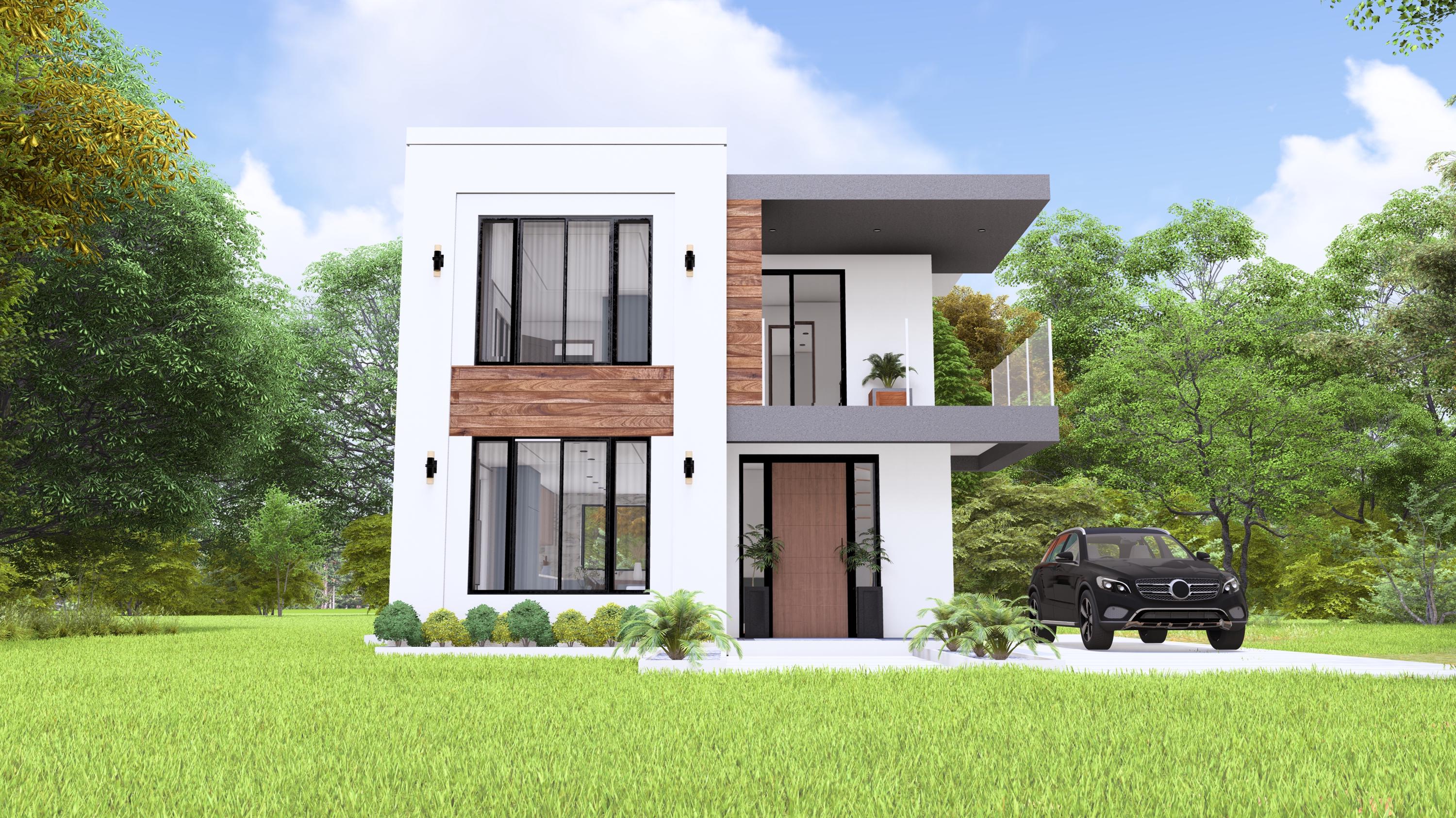 Modern Small House Plan: 2 Bedroom Floorplan \u0026 Elevation (digital Download)  - Etsy, image size:3000x1687