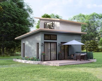 Tiny House Floor Plan: 1 Bedroom Modern Home Design (Digital Download)