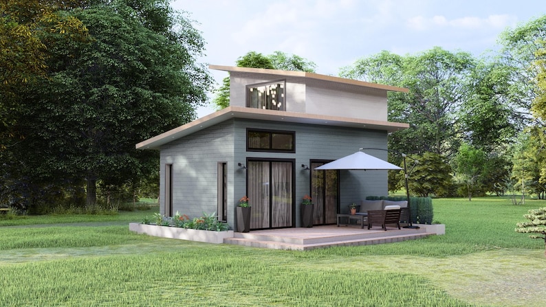 Tiny House Floor Plan: 1 Bedroom Modern Home Design (digital Download ...