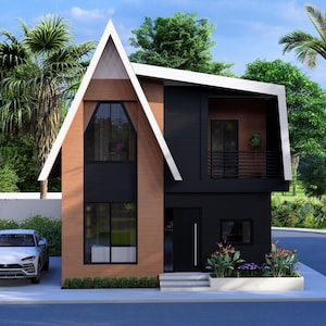 House FLOORPLAN + ELEVATION |(7x8 Meters) Modern House Design | 3 Bedrooms House