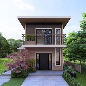 Modern Small House Floor Plan: Two Story, 2 Bedroom (Digital Download) image 3