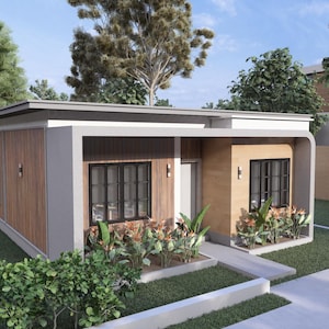 Tiny Modern House FLOORPLAN + ELEVATION | (8x9 Meters) Modern Tiny House Design | 2 Bedroom House Tour
