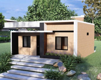 BON PLAN DE LA maison + ÉLÉVATION | (7 x 7 mètres) Maison moderne | Maison de luxe | 2 chambres