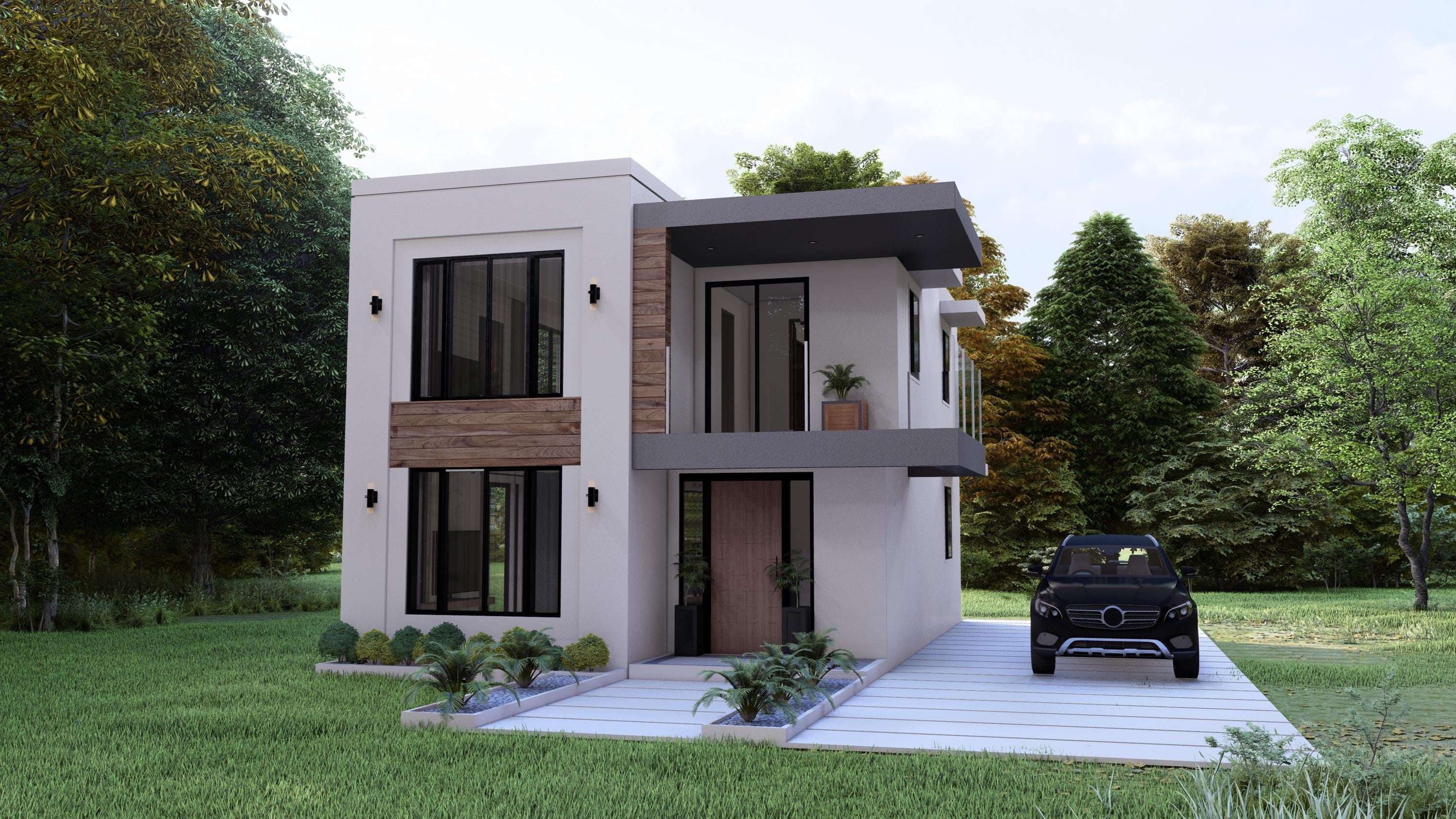 Modern Small House Plan: 2 Bedroom Floorplan & Elevation (digital ...