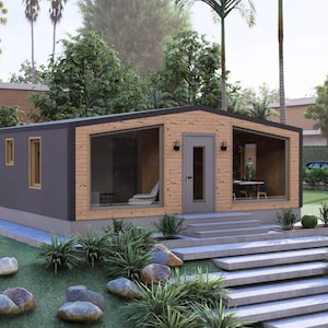 Original House FLOORPLAN + ELEVATION | (7x9 Meters) Modern Small House Design | 2 Bedrooms Cabin House