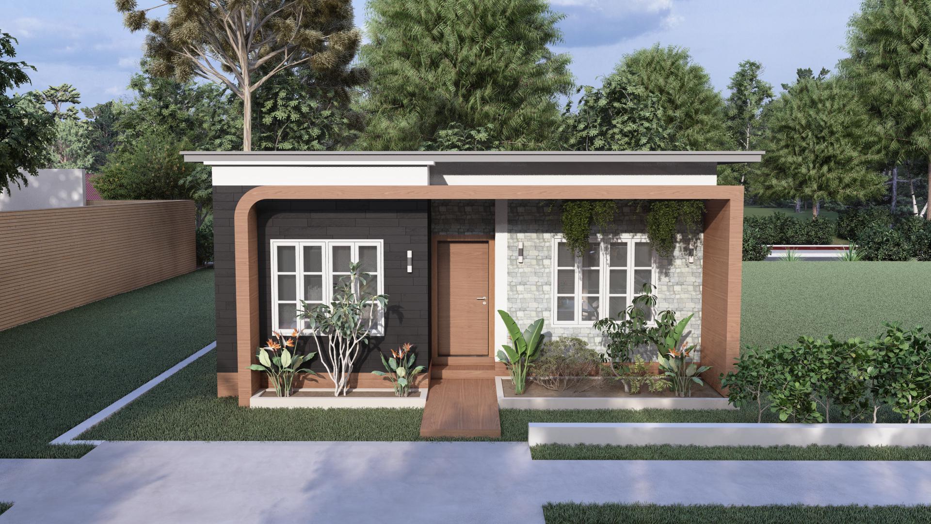 Modern Tiny House Floor Plan & Elevation: 2 Bedroom Design (digital ...