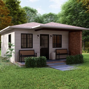 Tiny but Modern House Floor Plan: One Story, 1 Bedroom, Open living room (Digital Download)