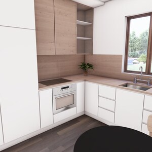 A FRAME Modern Litet Husplan: Planritning och Fasad med 1 Sovrum (Digital Nedladdning) bild 5