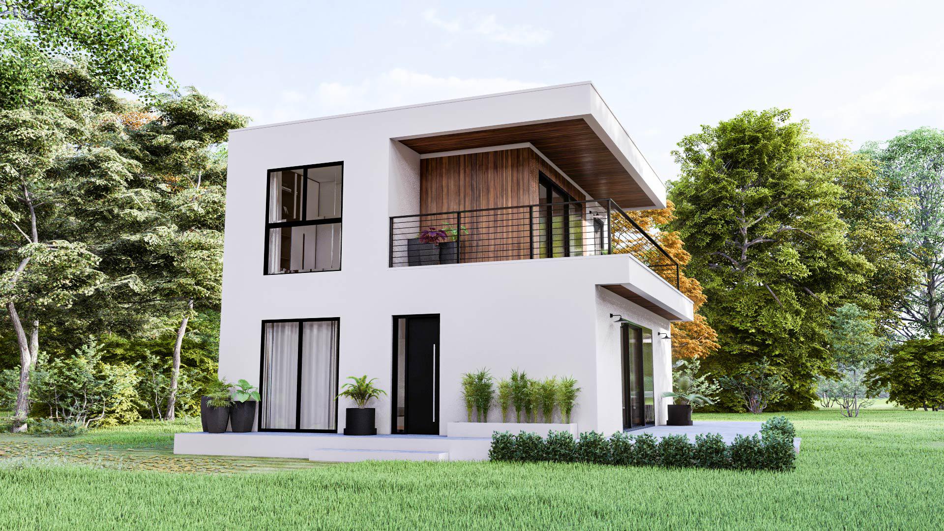 Modern Small House Floor Plan \u0026 Elevation: 1 Bedroom (7x8 Meters) (digital  Download) - Etsy, image size:1920x1080