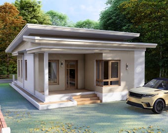 Digital file HOUSE | House Floorplan + ELEVATION | (7x11 Meters) Very Modern Design | 2 Bedrooms