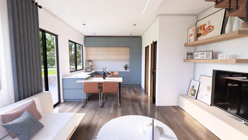 Modern Small House Floor Plan: Two Story, 2 Bedroom (Digital Download) image 4