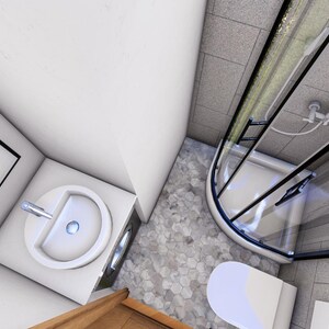 PLANO DE PLANTA + ELEVACIÓN DE CASA / (7x7 metros) Casa moderna / Vivienda de lujo / 2 dormitorios imagen 5