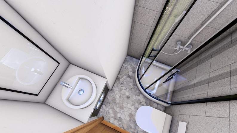 PLANO DE PLANTA + ELEVACIÓN DE CASA / (7x7 metros) Casa moderna / Vivienda de lujo / 2 dormitorios imagen 5