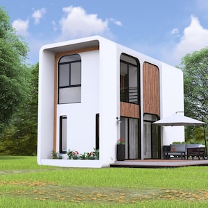 GEWELDIGE Tiny House PLANK + HOOGTE | (4 x 7 meter) klein huis | Tiny House-ontwerp met twee verdiepingen | 1 slaapkamer