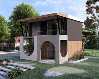 Piccola casa (4x7 metri) / Progetto di una piccola casa a due piani / 2 camere da letto (download digitale)