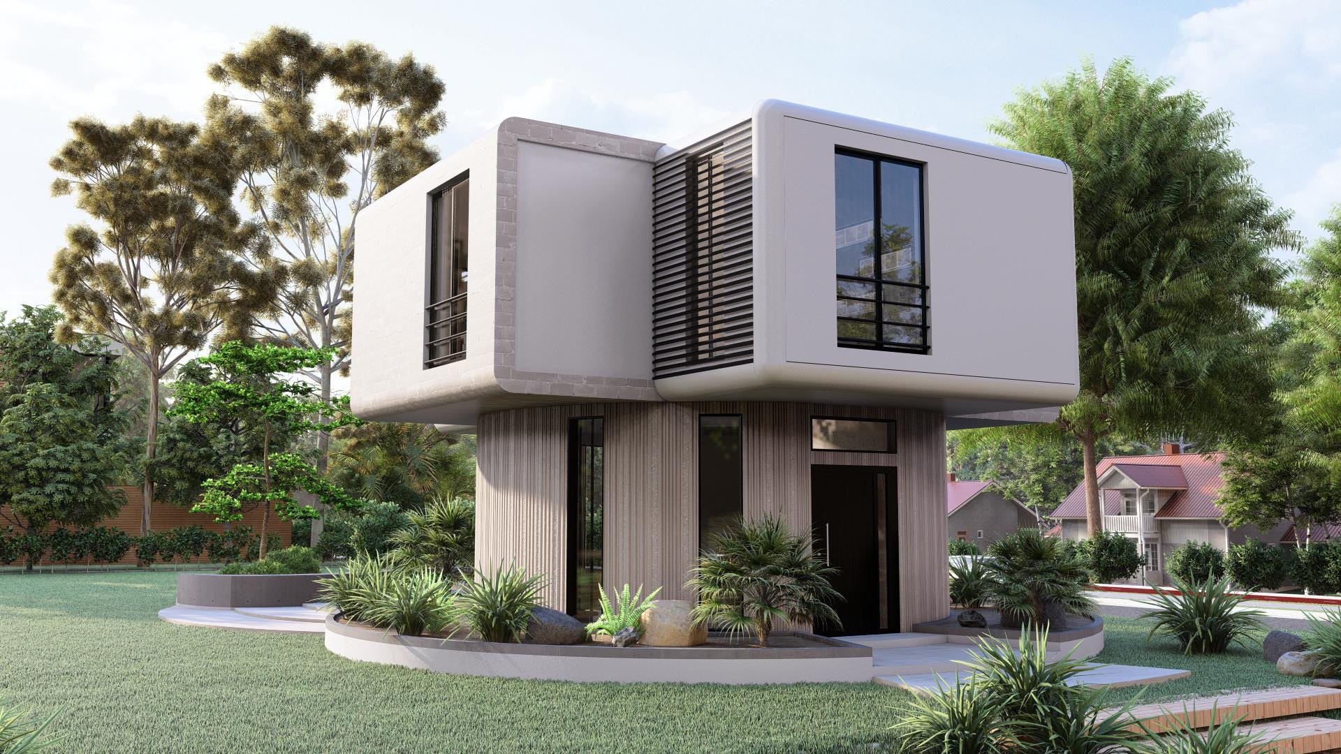 FLOORPLAN and ELEVATION of (9x9 Meters) Modern House Design | 2 Bedrooms Small House