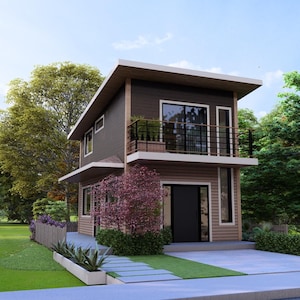 Modern Small House Floor Plan: Two Story, 2 Bedroom (Digital Download) image 2