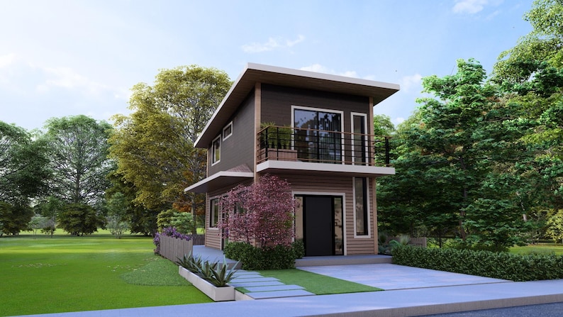 Modern Small House Floor Plan: Two Story, 2 Bedroom (Digital Download) image 2