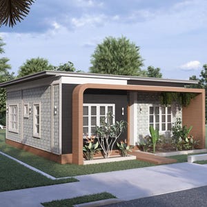 Modern House FLOORPLAN + ELEVATION | (8x9 Meters) Modern Tiny House Design | 2 Bedrooms House