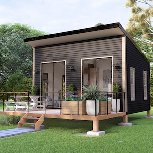 Small Cabin FLOORPLAN : 1 Bedroom Tiny House Design (Digital Download)