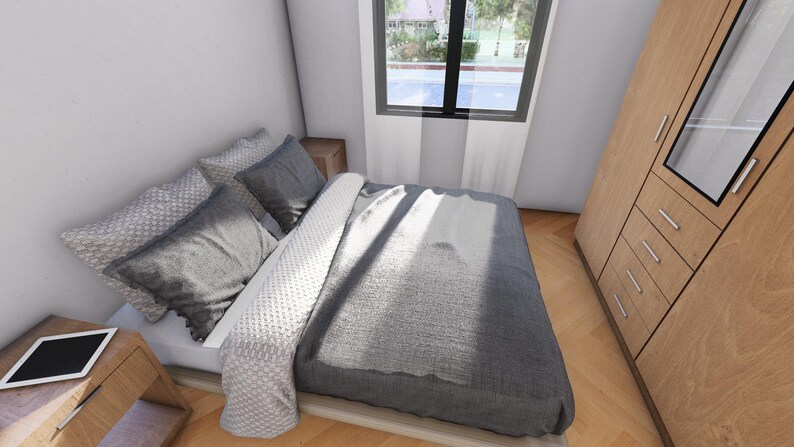 PLANO DE PLANTA + ELEVACIÓN DE CASA / (7x7 metros) Casa moderna / Vivienda de lujo / 2 dormitorios imagen 8