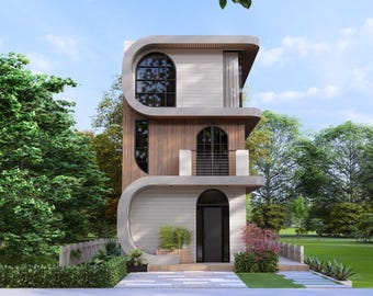 Sehr Modernes Haus Grundriss: (4x7 Meter) Kleines Haus | 3-stöckiges kleines Haus Design | 3 Schlafzimmer (Digitaler Download)