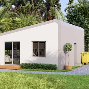 ORIGINEEL huis PLAN + HOOGTE | (7 x 8 meter) modern klein huisontwerp | Huisje met 1 slaapkamer | Engelse en metrische pdf