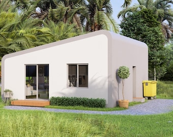 Modern Small House Plan: 1 Bedroom Cabin Design (PDF Download, 7x8 Meters)