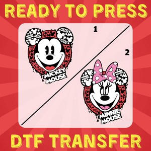 Mickey & Minnie Mouse Ready to Press DTF Transfers, Cartoon Character Heat Press Design, T-Shirt Transfer, DIY Apparel Crafting