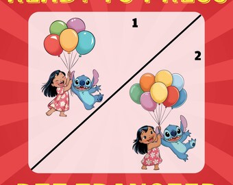 Lilo and Stitch DTF Transfer - Disney Cartoon, Balloon Design