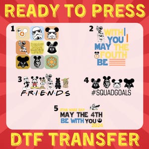 Star Wars Day May the 4th Be With You DTF Transfer Bundle - Mickey Stormtrooper Darth Vader BB8 Cute Squad Heat Press Designs, Star Wars dtf