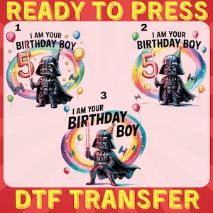 Star Wars DTF, Darth Vader Birthday Boy DTF Transfer, I Am Your Birthday Boy dtf, Star Wars Rainbow 5th Birthday Shirt Design, Birthday DTF