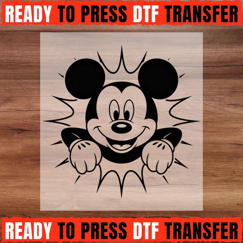 Mouse Click Background Pattern Mickey Mouse DTF Transfer, Mickey Burst Ready to Press Transfer ...
