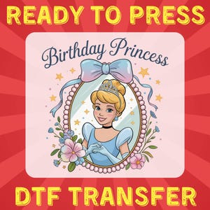 Princess Cinderella DTF Transfer, Disney Princess Dtf Press, Princess  DTF Transfer Bundle, Ready to Press Birthday, Magical Disney Dtf