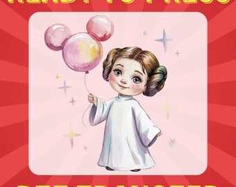 Star Wars Leia Mickey Balloon DTF Transfer: Galaxy Shirt Print