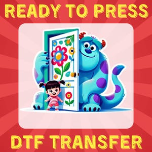 Transferencia DTF de Monstruo y Niña de Disney / Diseño de Dulces Amigos de Dibujos Animados / Transferencia de Calor Lista para Presionar para Camisetas de Bebés, Niños Pequeños y Niños