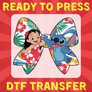 Stitch Coquette DTF, Lilo and Stitch Bow DTF Transfer, Cartoon Character Shirt Png Design, Wild Themed Disney Kids Shirt Heat Press