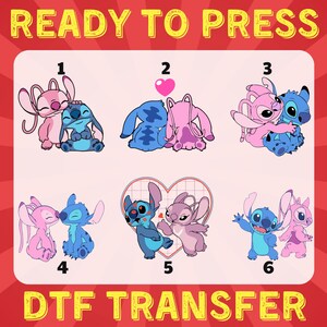 Stitch and Angel DTF-överföringspaket: Alla hjärtans dag-utskrift av främmande kärlek